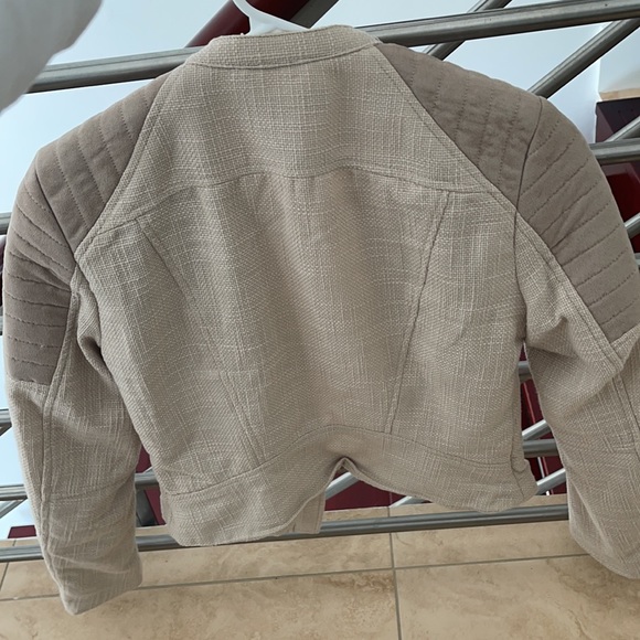 H&M JACKET eur 34 us 4 beige nude with pockets biker style - Picture 4 of 5